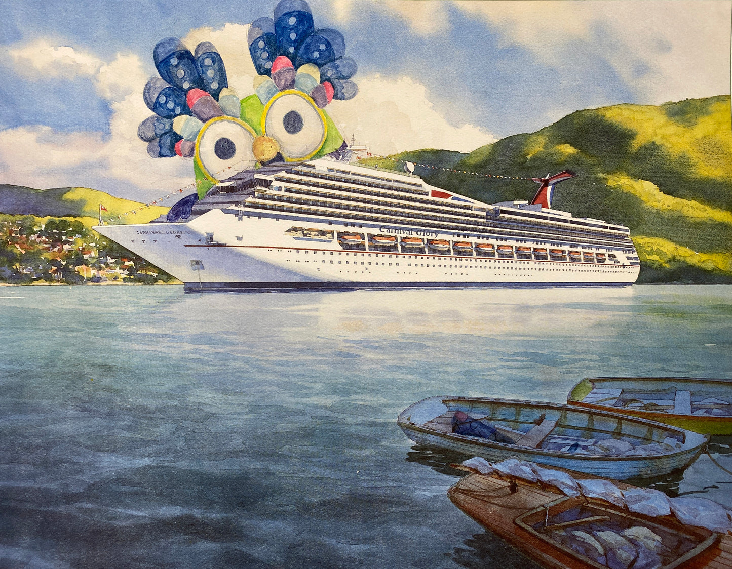 “This painting of a cruiseship is called Chattermax”