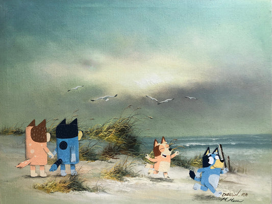 “This painting of the Heelers is called Beach”